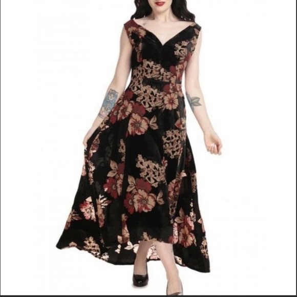 NOT FOR SALE ModCloth X Collectif Velvet Floral High Low Dress - Picture 4 of 12